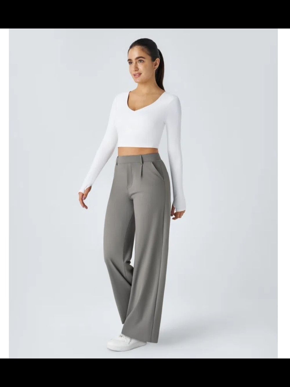 HALARA Wide-Leg High-Waist Pants in Gray
